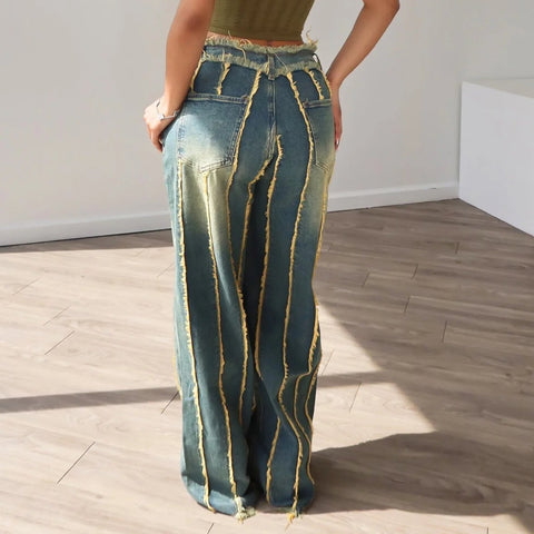 FRAYED DENIM JEANS