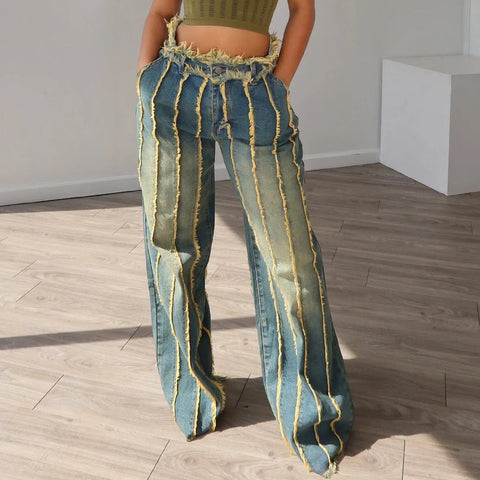 FRAYED DENIM JEANS