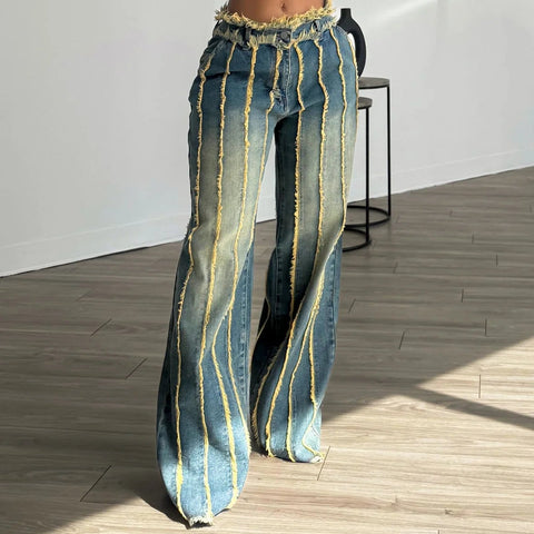 FRAYED DENIM JEANS