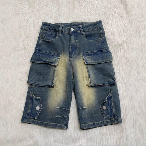 SMOKED DENIM SHORTS